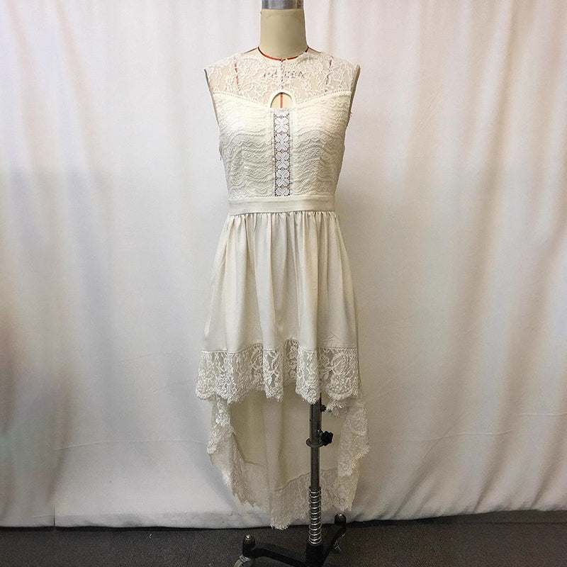 Women's Sleeveless Lace Floral Hollow Out Dress