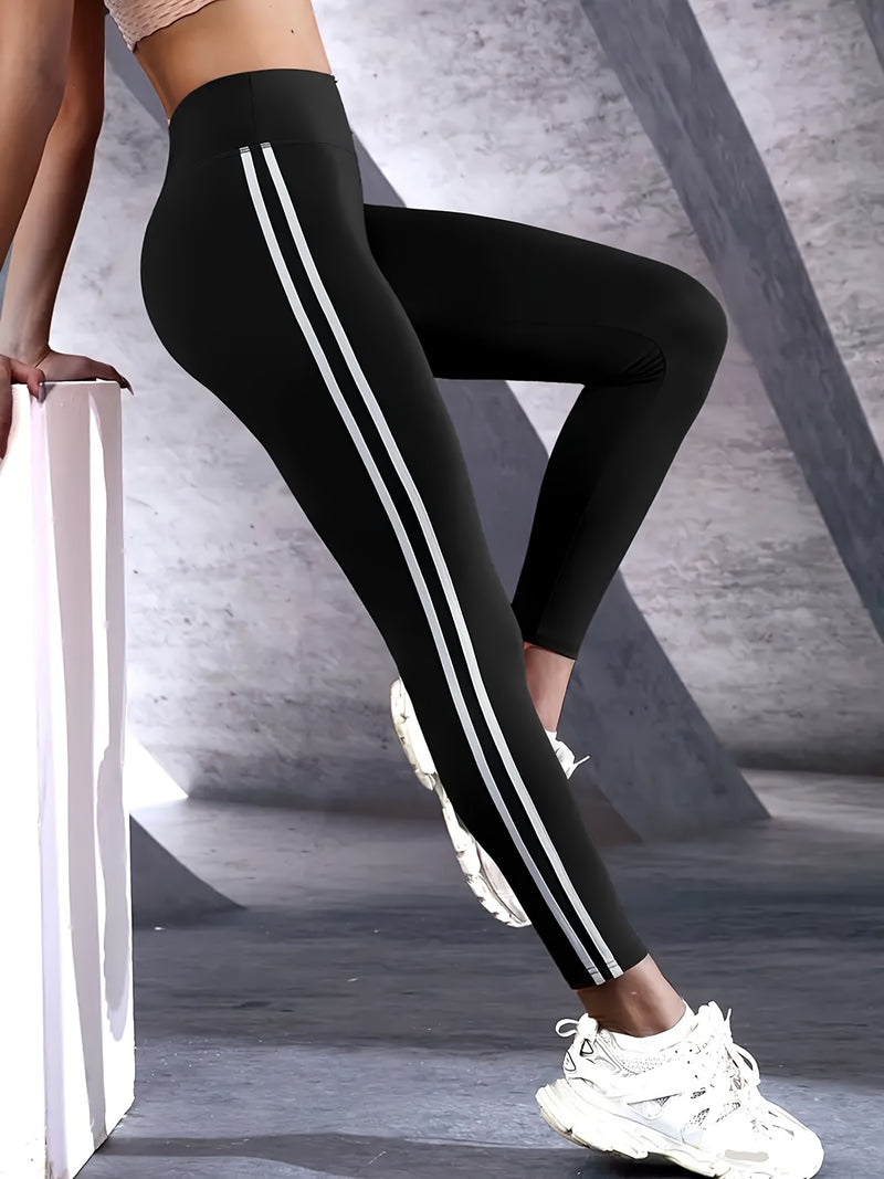 High-Waisted Yoga Leggings with Side Stripe