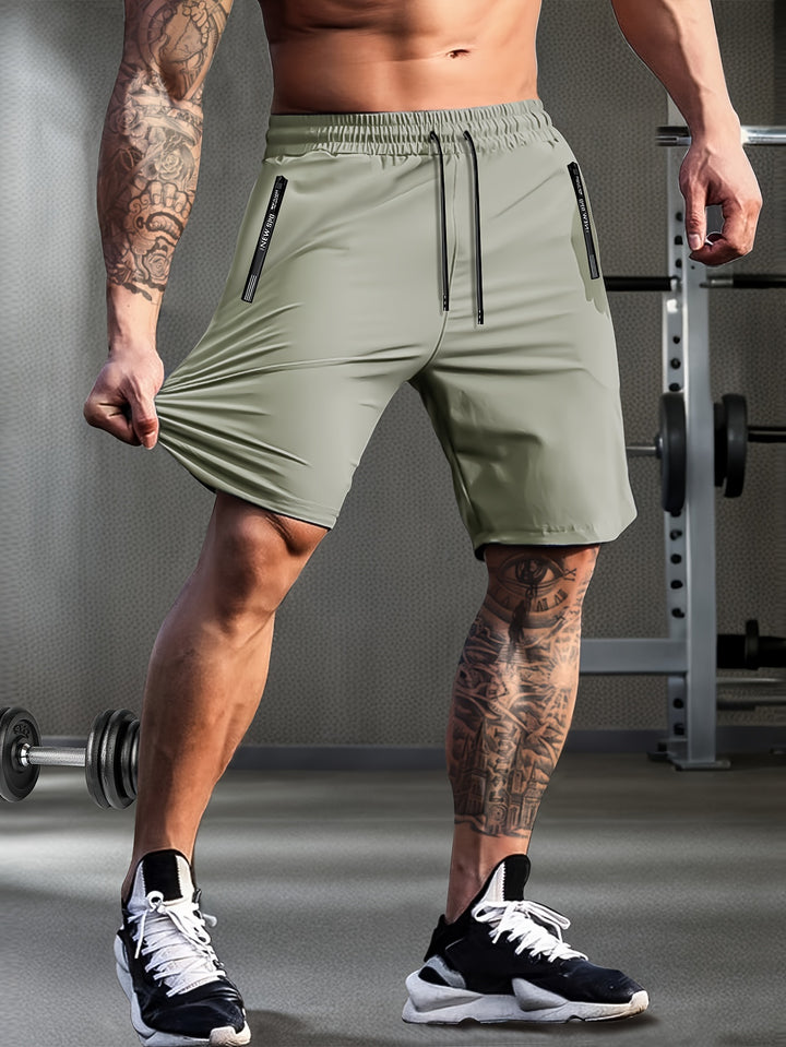 Men's Solid Shorts with Zipper Pockets