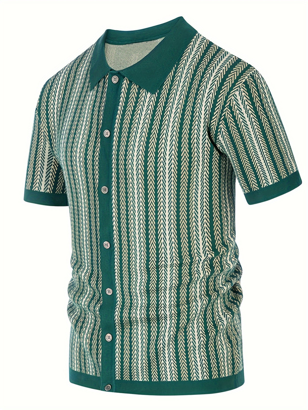 Casual and Chic Button Down Retro Vintage Knit Polo Shirt for Men