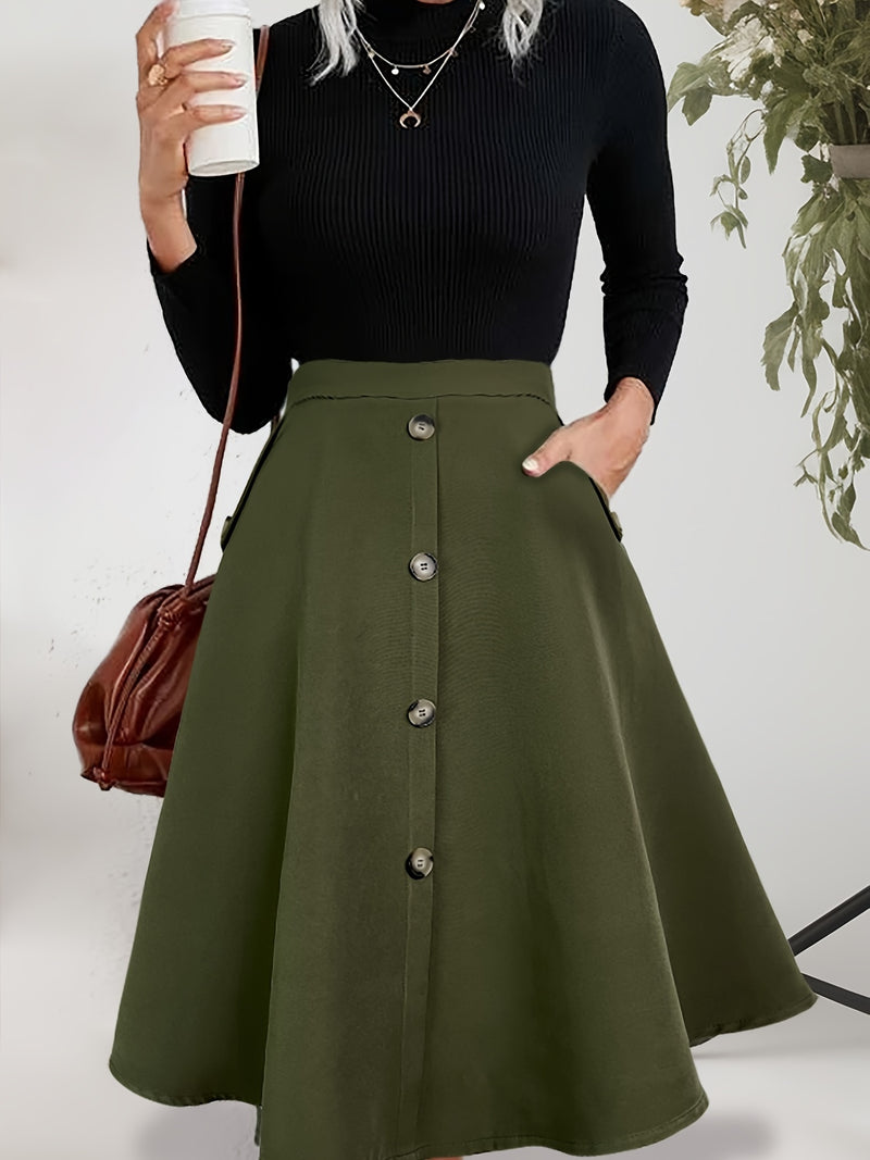 Elegant & Chic High Waist Skirt with Side Pockets