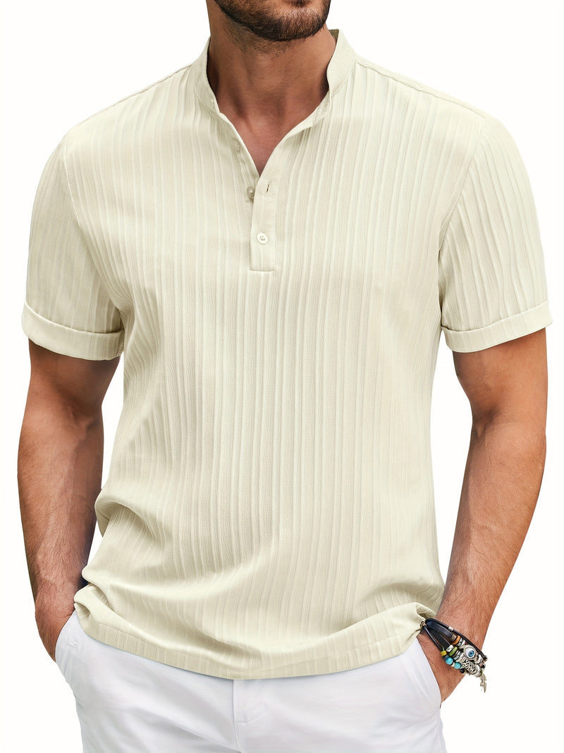 Men's Casual Short Sleeve Henley Tee