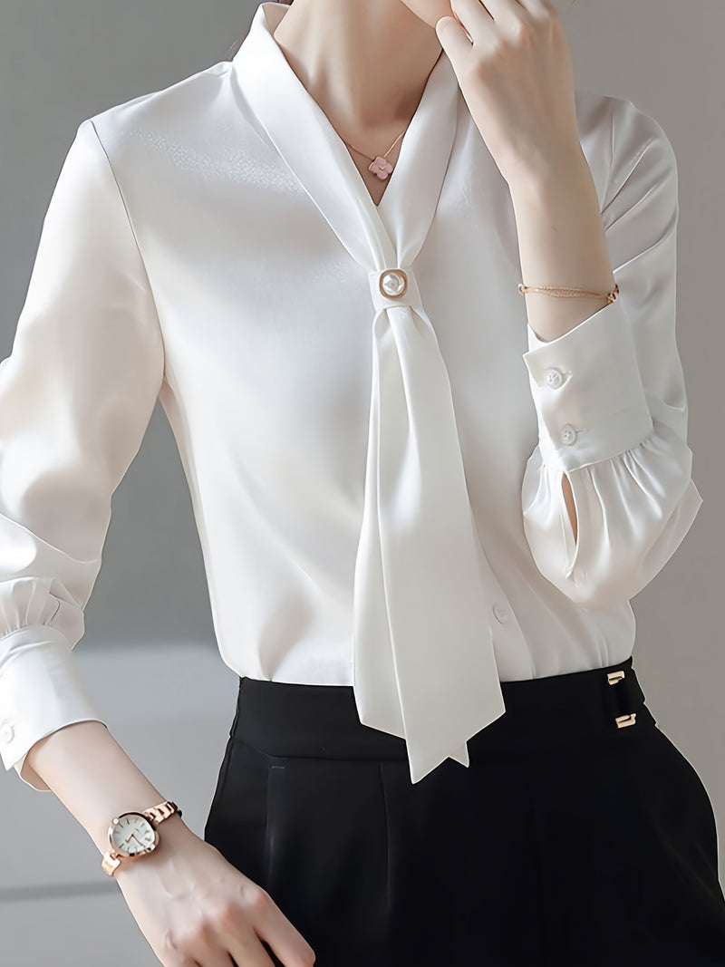 V-Neck Elegant Long Sleeve Blouse