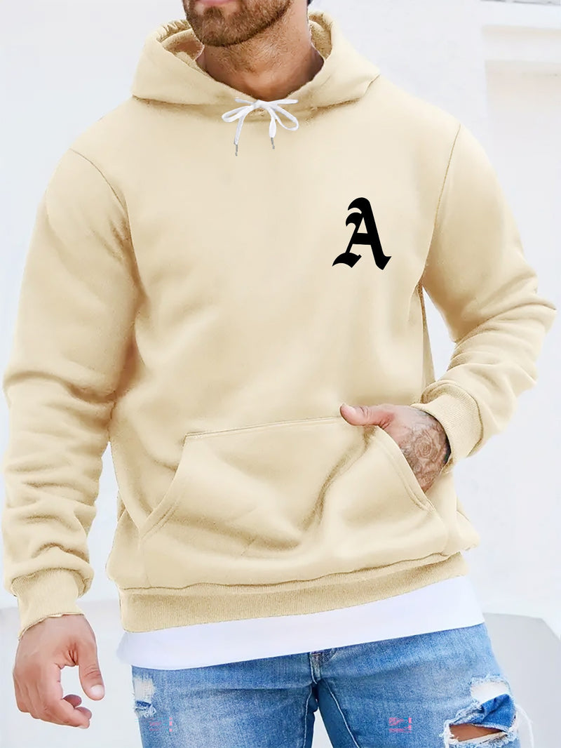 Men's Letter A Print Hoodie