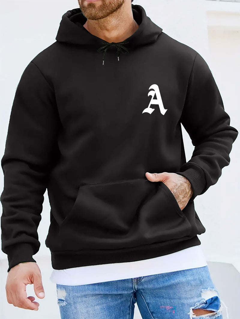 Men's Letter A Print Hoodie