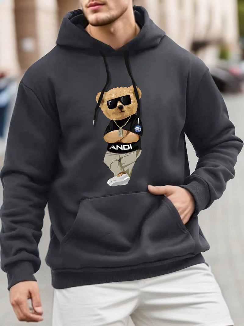 Bear Cool Print Versatile Long Sleeve Hoodie