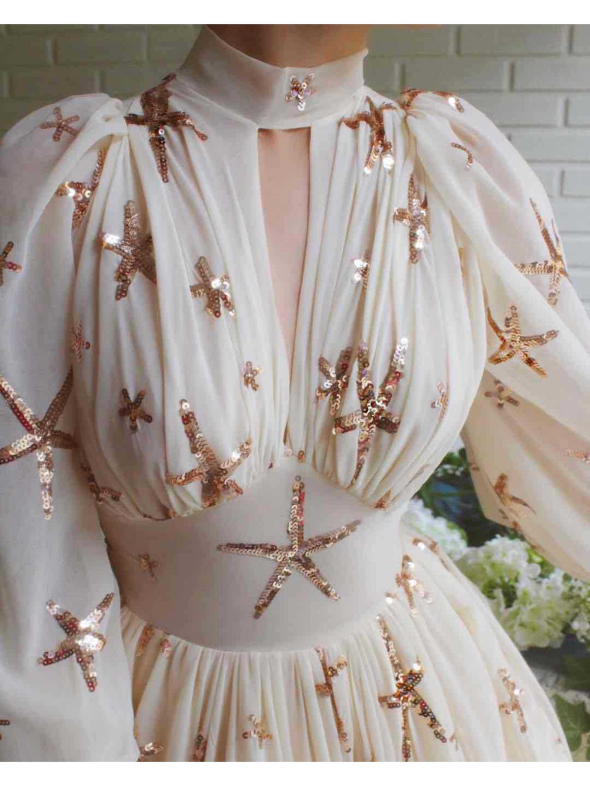 Sequined Multi-Color Cage Sleeve Dress