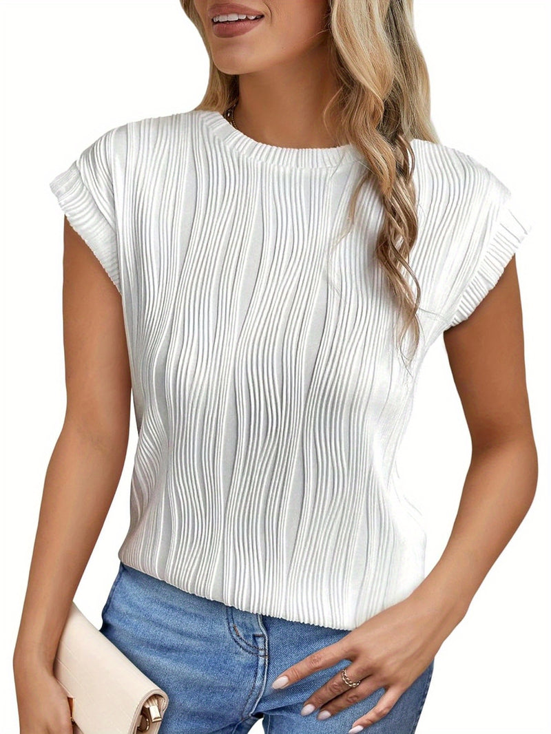 Women's Short Sleeve Textured Summer Tops