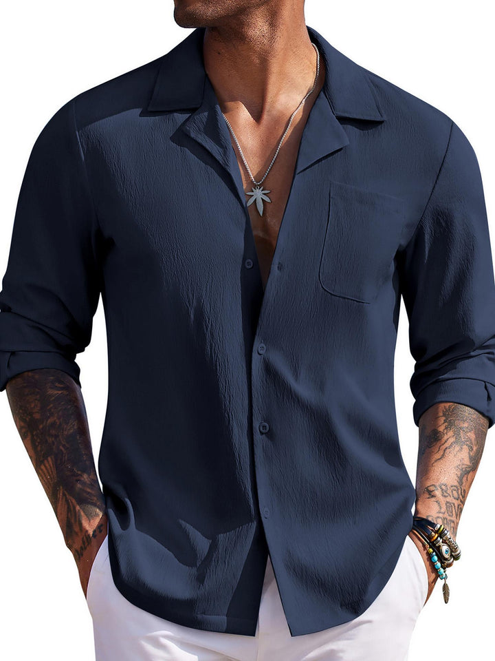 Mens Casual Summer Beach Shirts Long Sleeve