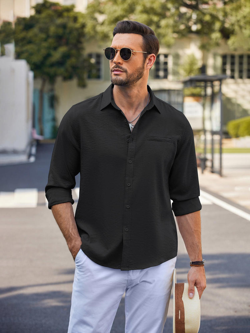 Men's Casual Long Sleeve Button Down Shirts