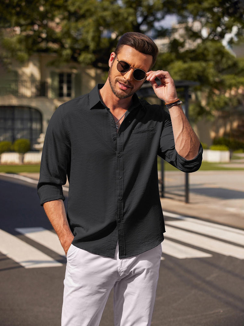 Men's Casual Long Sleeve Button Down Shirts