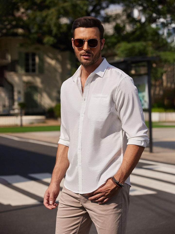 Men's Casual Long Sleeve Button Down Shirts