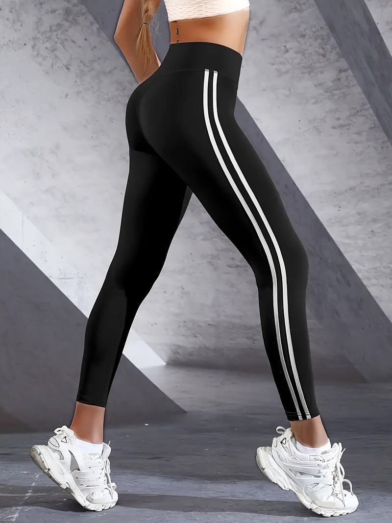 High-Waisted Yoga Leggings with Side Stripe