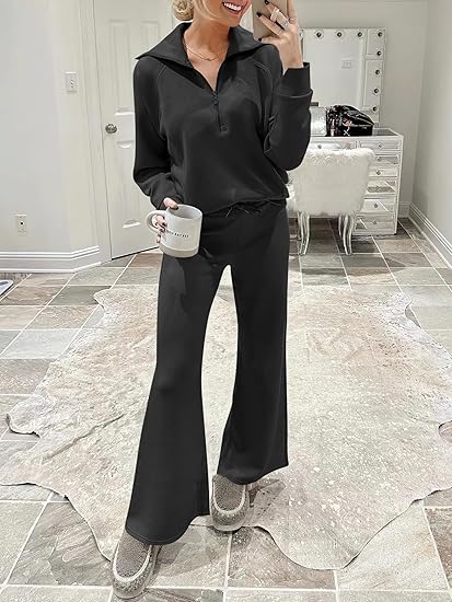 Women's 2-Piece Tracksuit Set - Long Sleeve Zipper Sweatshirt & Sweatpants | Casual Workout, Fitness, and Lounge Outfit for Fall