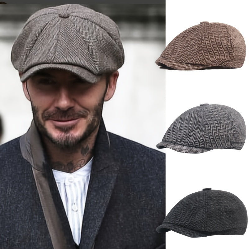 Mailboy Cap Classic Mens Striped Newsboy Cap