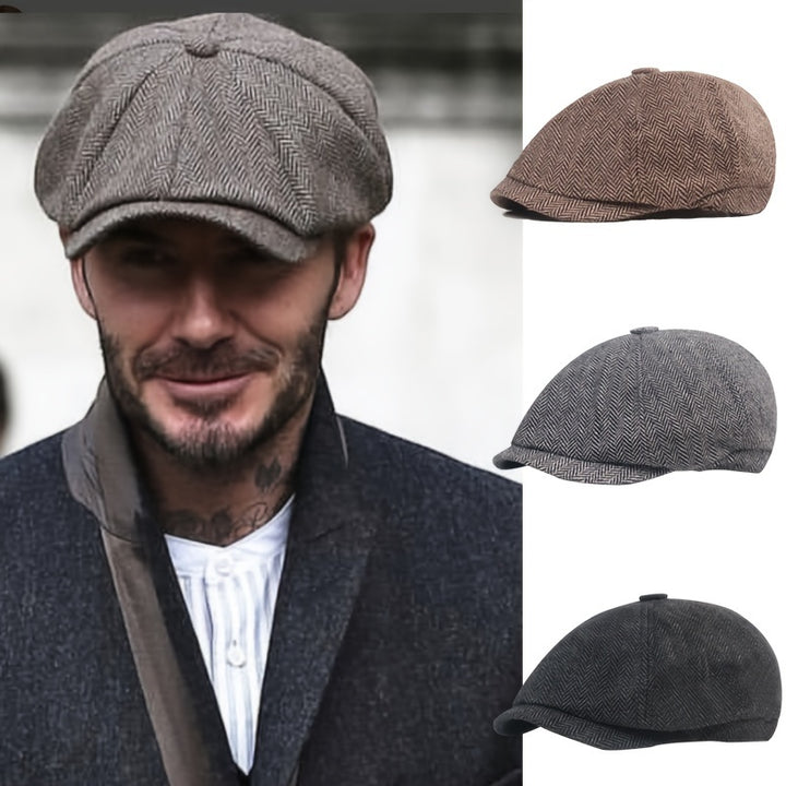 Classic Mens Striped Newsboy Cap