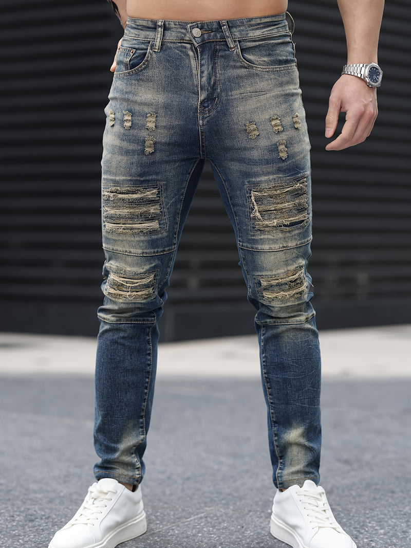 Men's Gradient Ripped Skinny Jeans