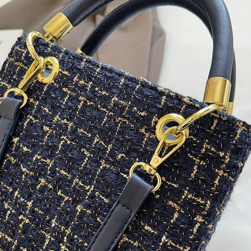 Womens Exquisite Tweed Fabric Handbag