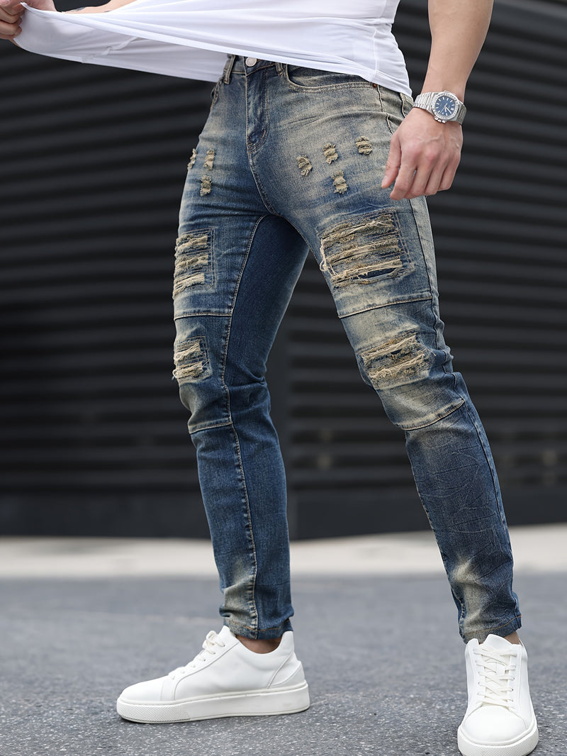 Men's Gradient Ripped Skinny Jeans