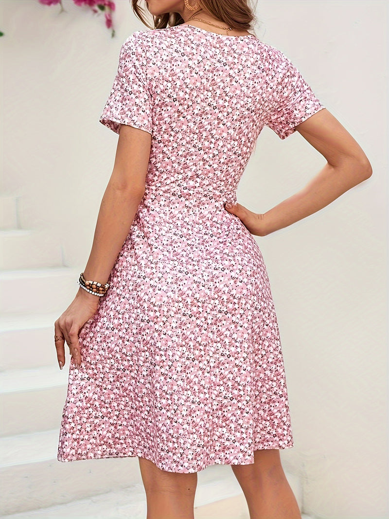 Floral V-Neck Ruched Slim Dress