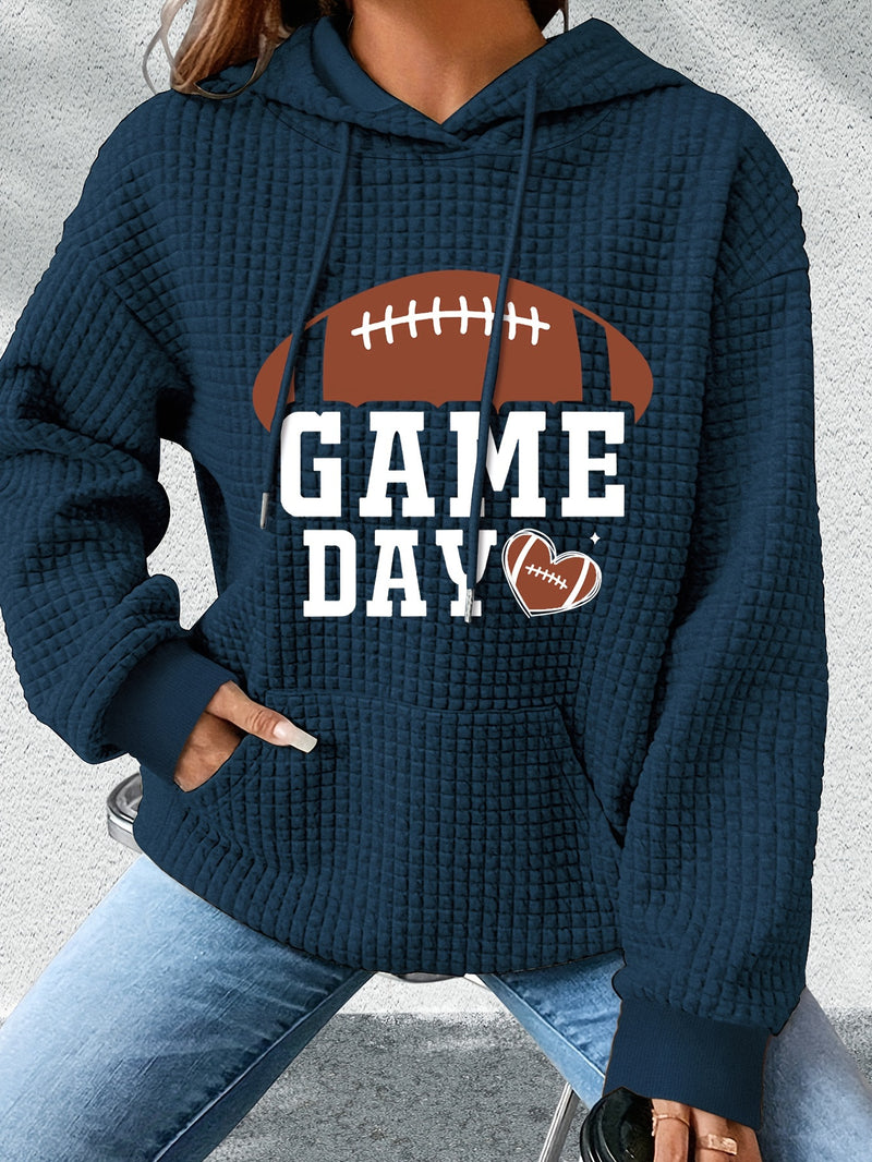 Women's Casual Game Day Applique Knit Fabric Hoodie