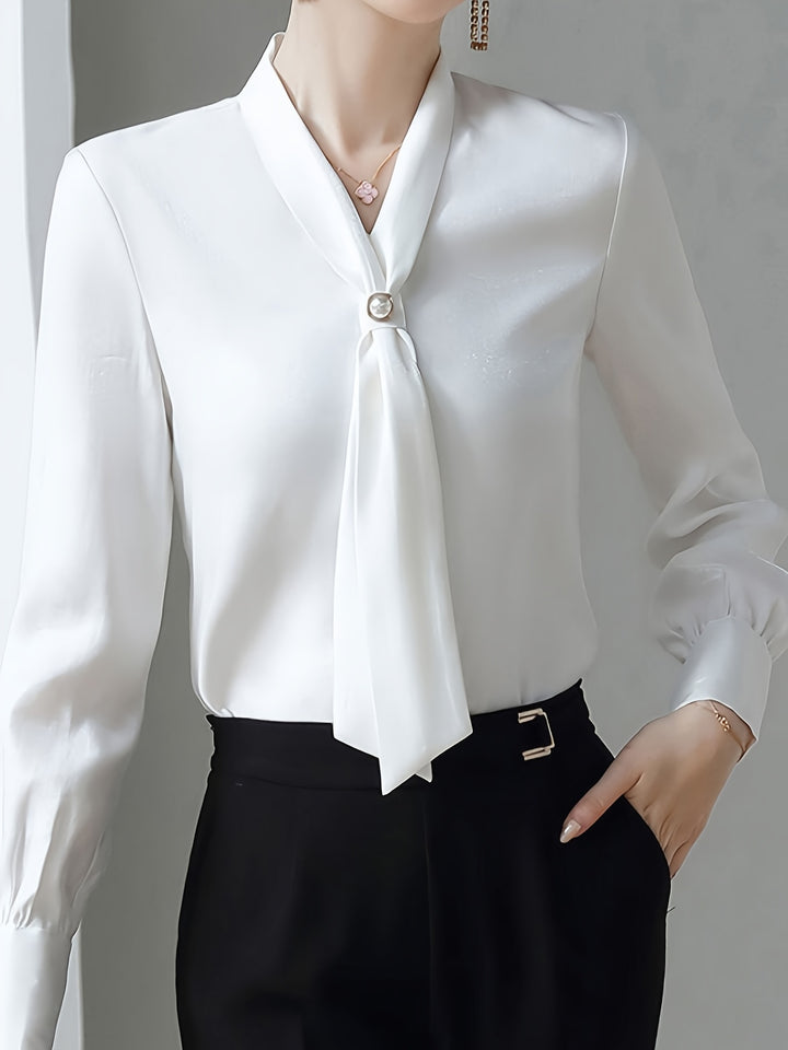 V-Neck Elegant Long Sleeve Blouse