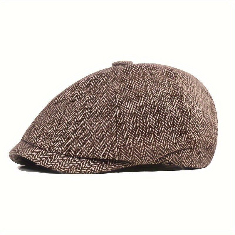 Classic Mens Striped Newsboy Cap