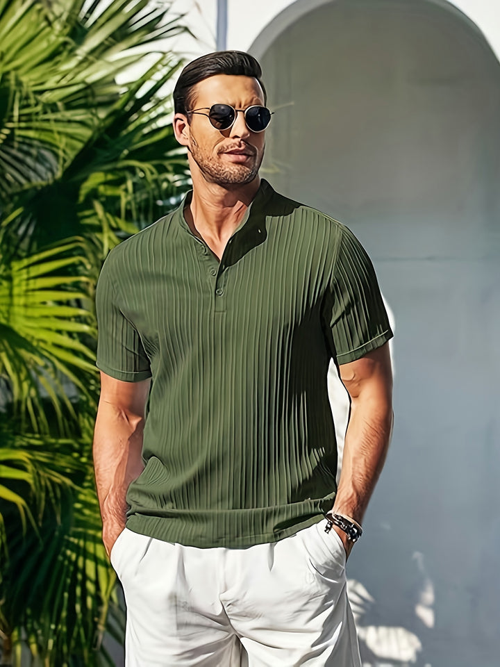 Men's Casual Short Sleeve Henley Tee