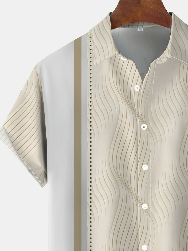 Vintage Abstract Art 3D Print Men's Polyester Shirt