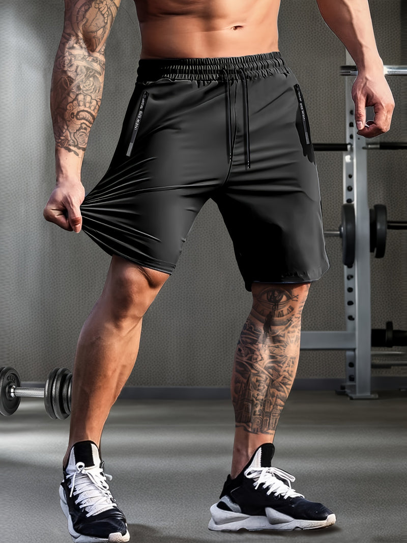 Men's Solid Shorts with Zipper Pockets