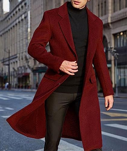 SOMTHRON Men’s Slim Fit Trench Coat – Classic Long Overcoat