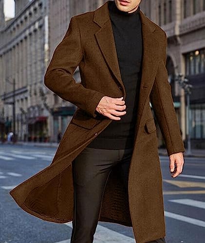 SOMTHRON Men’s Slim Fit Trench Coat – Classic Long Overcoat