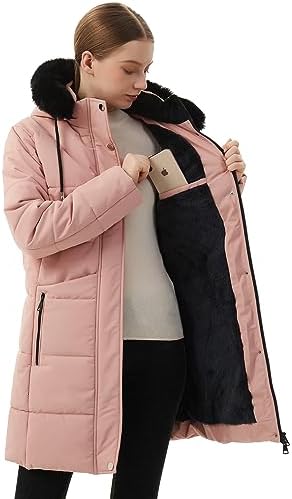 MOERDENG Women’s Winter Puffer Coat – Fleece Lined, Hooded