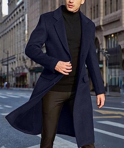SOMTHRON Men’s Slim Fit Trench Coat – Classic Long Overcoat