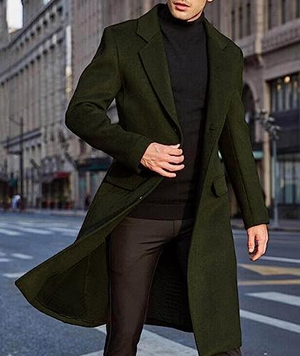 SOMTHRON Men’s Slim Fit Trench Coat – Classic Long Overcoat
