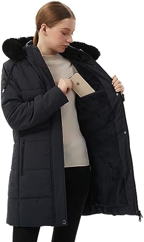 MOERDENG Women’s Winter Puffer Coat – Fleece Lined, Hooded