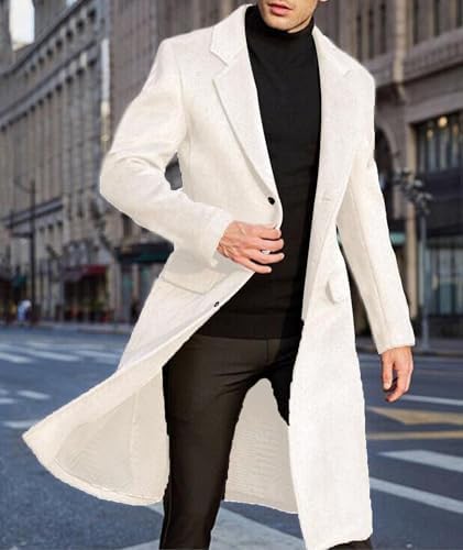 SOMTHRON Men’s Slim Fit Trench Coat – Classic Long Overcoat