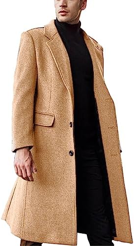 SOMTHRON Men’s Slim Fit Trench Coat – Classic Long Overcoat