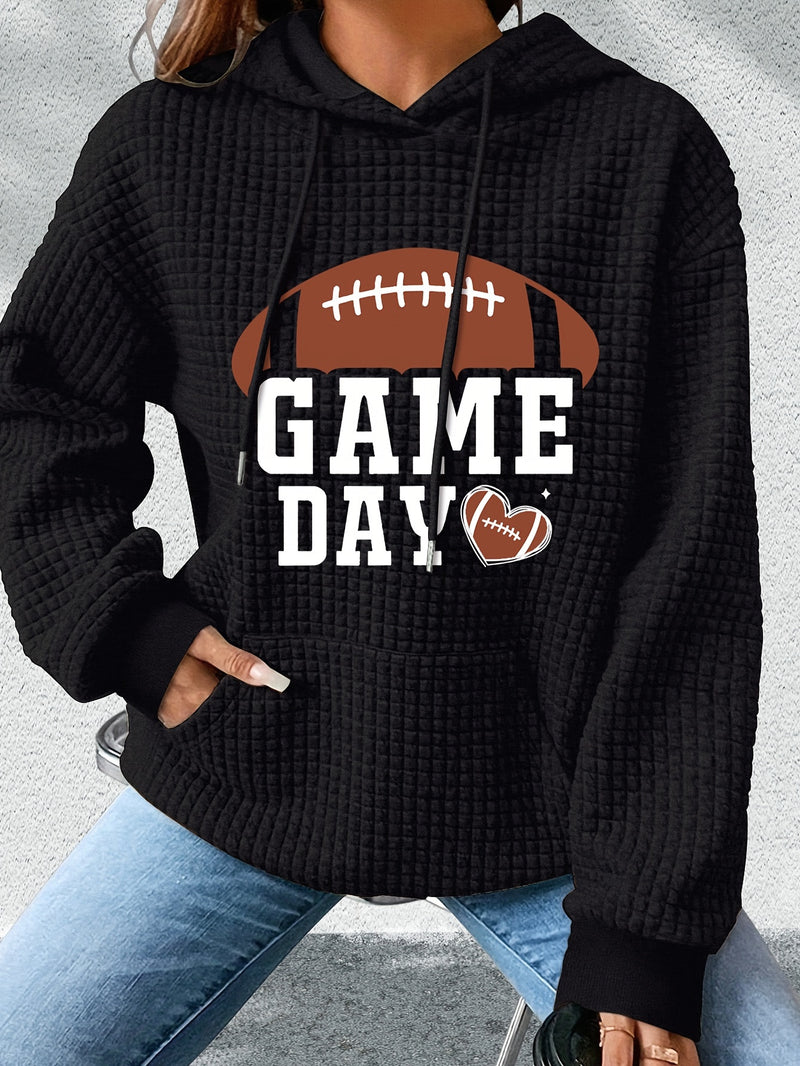 Women's Casual Game Day Applique Knit Fabric Hoodie