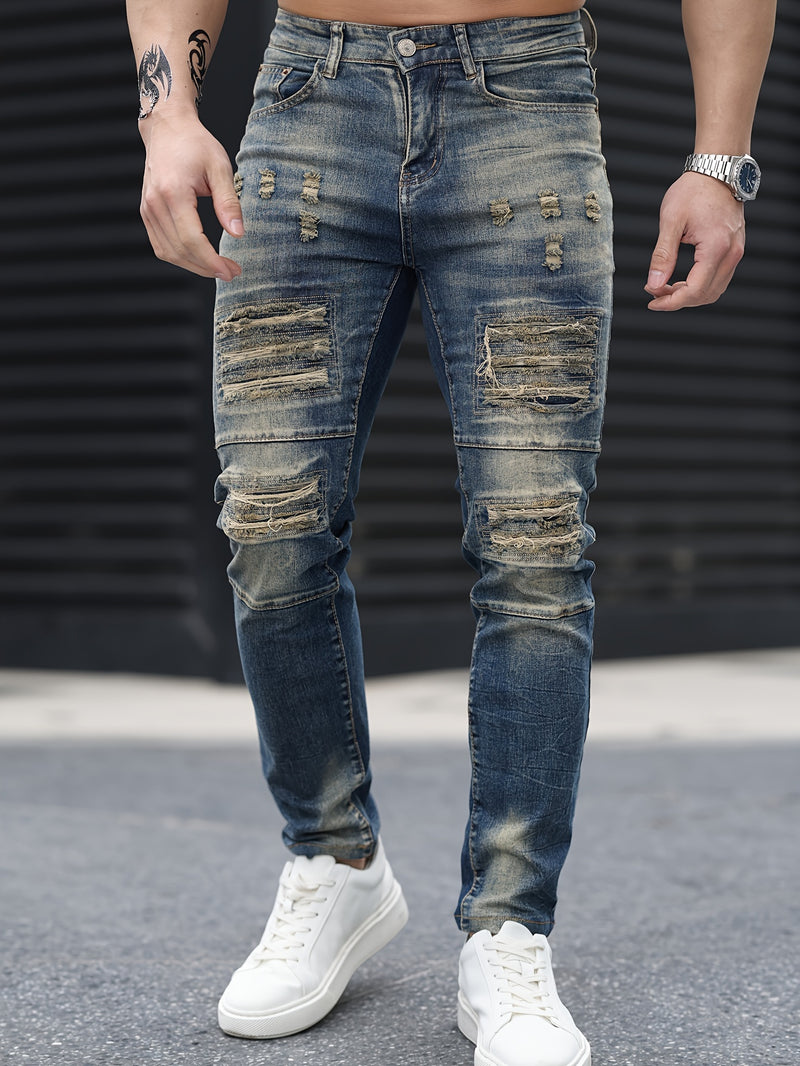 Men's Gradient Ripped Skinny Jeans