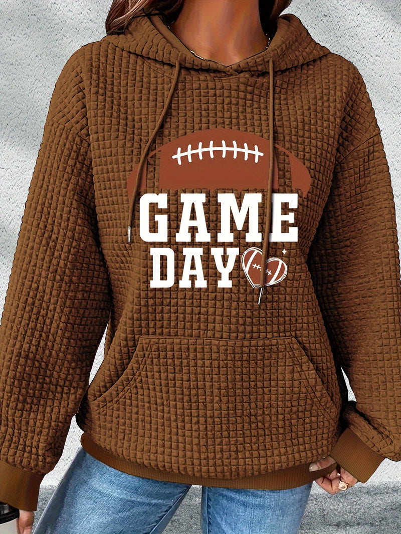 Women's Casual Game Day Applique Knit Fabric Hoodie