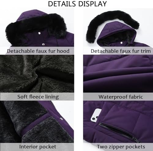 MOERDENG Women’s Winter Puffer Coat – Fleece Lined, Hooded