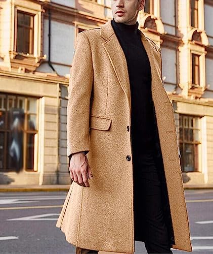 SOMTHRON Men’s Slim Fit Trench Coat – Classic Long Overcoat