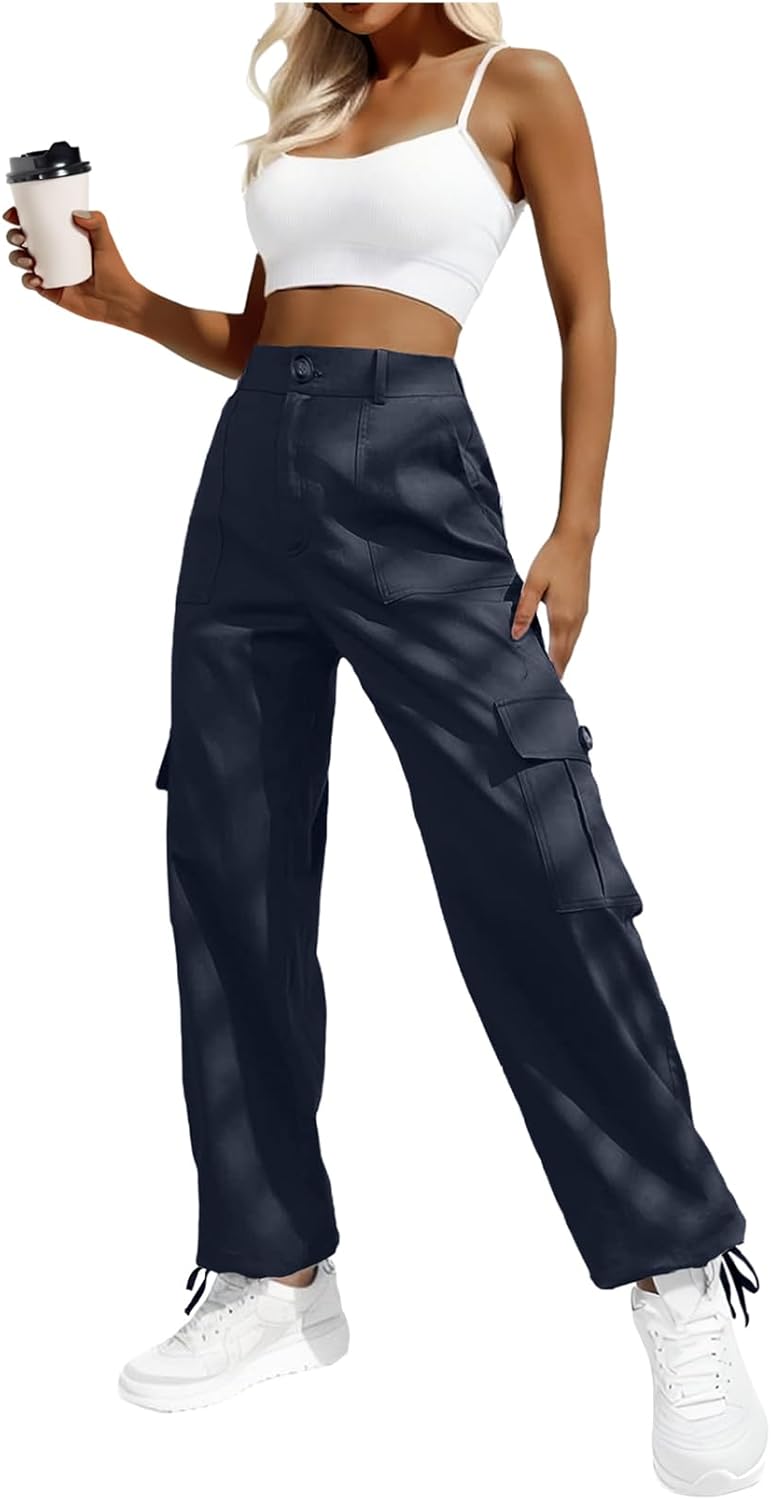 Lepunuo Women's High Waisted Cargo Pants Travel