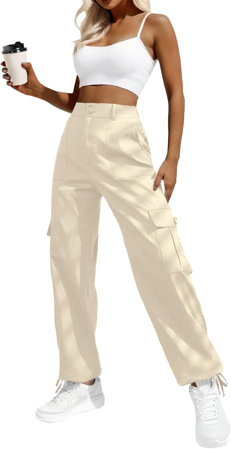 Lepunuo Women's High Waisted Cargo Pants Travel