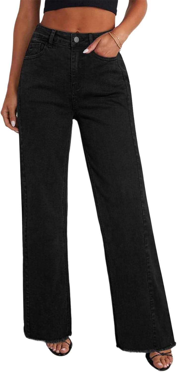 Sidefeel Women's Wide Leg Jeans High Waisted Strechy
