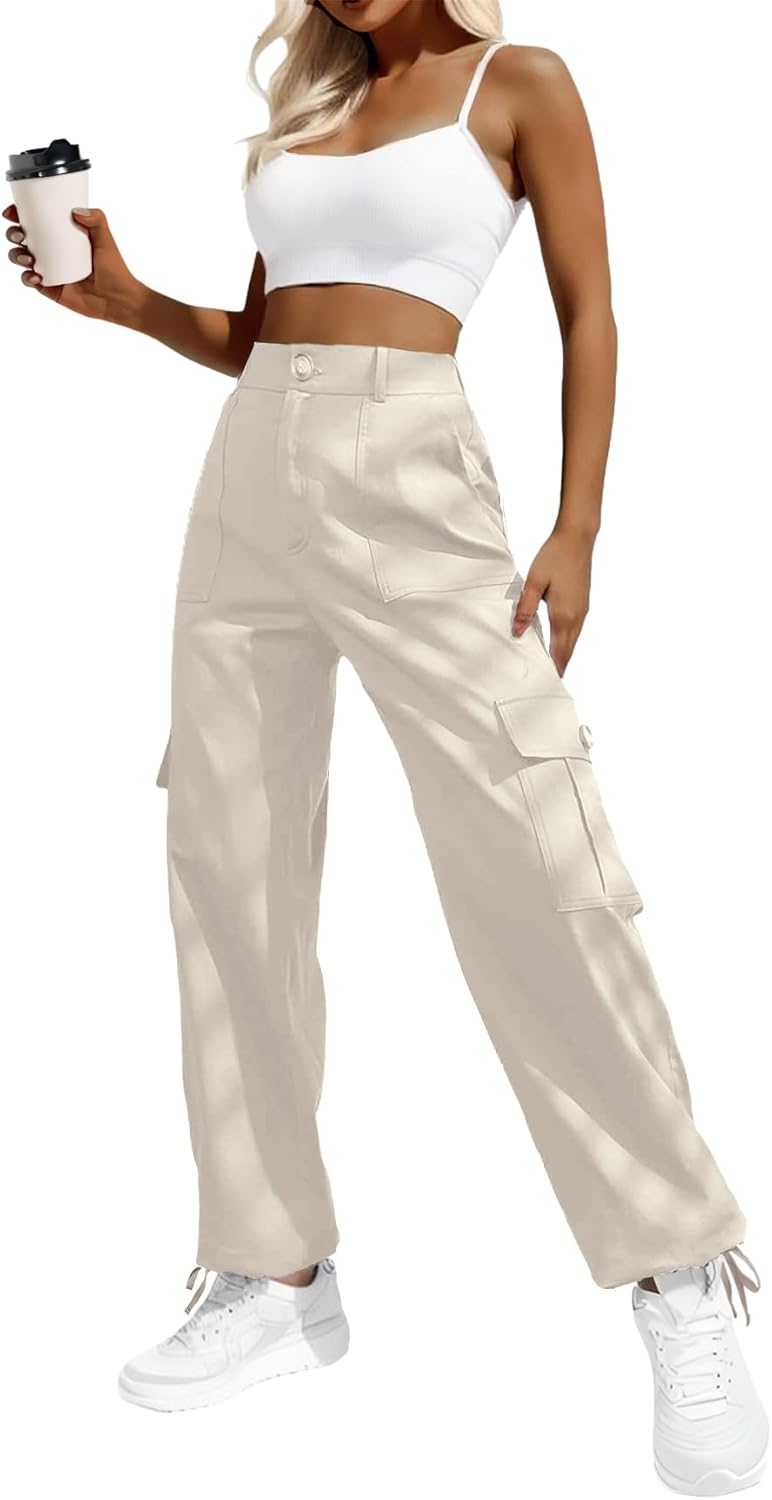 Lepunuo Women's High Waisted Cargo Pants Travel