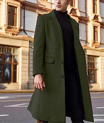 SOMTHRON Men’s Slim Fit Trench Coat – Classic Long Overcoat