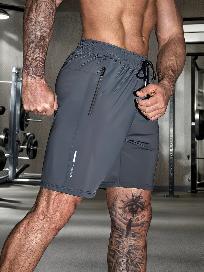 Men's Solid Shorts with Zipper Pockets