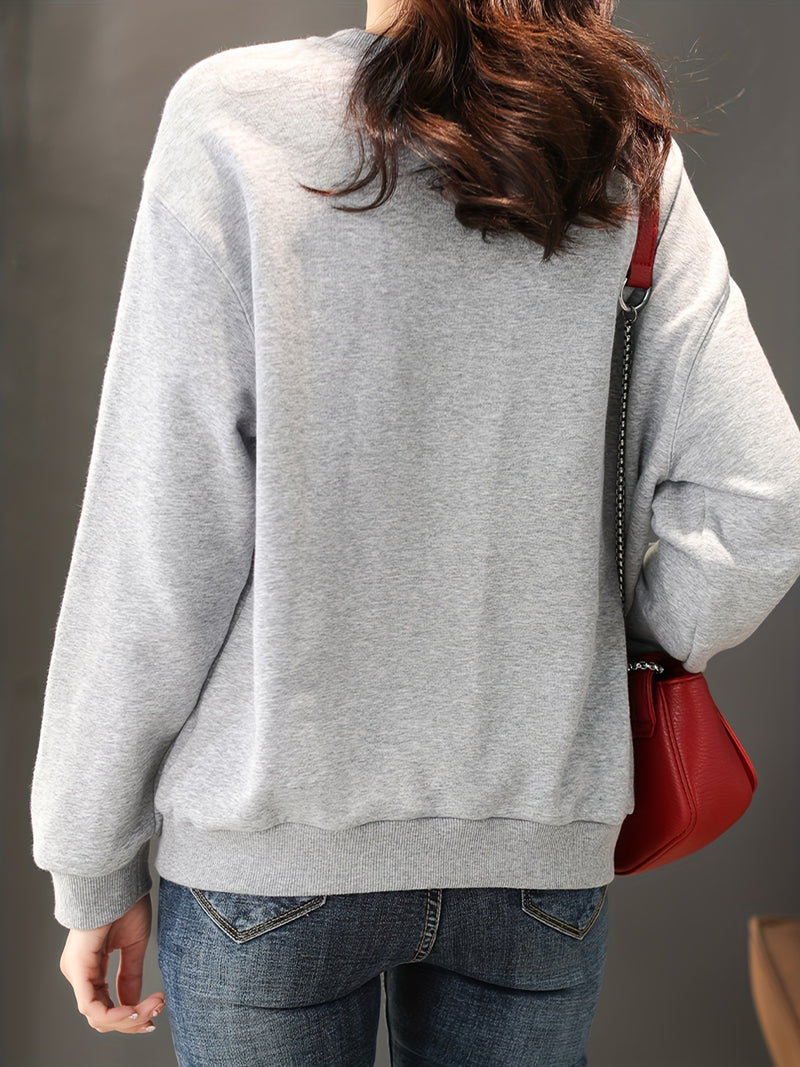 Geometric Patterned Crew Neck Pullover Sweatshirt